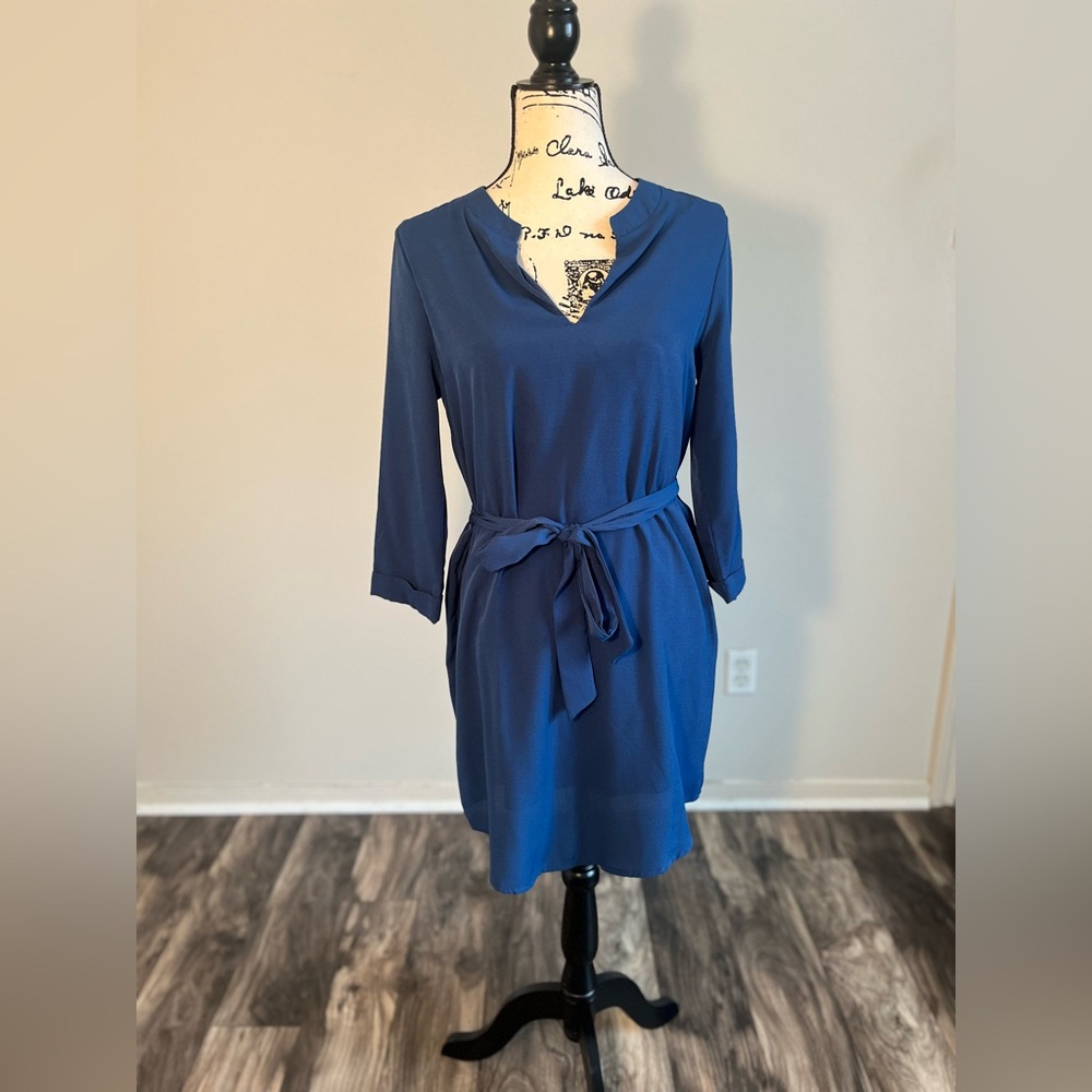 Blue 3/4 quarter sleeve dress